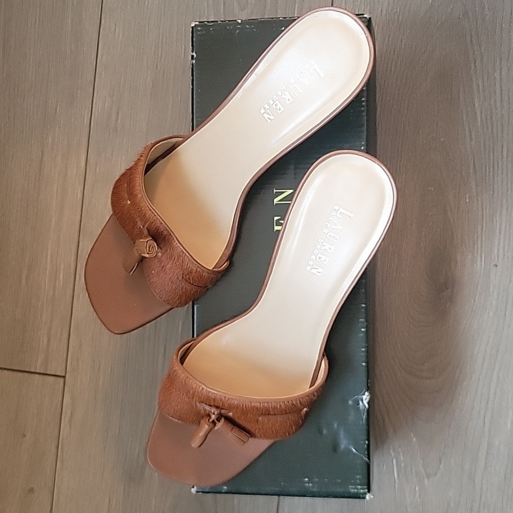 Pony hair Ralph Lauren mules